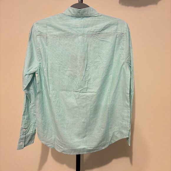Everlane Silky Cotton Button Down Long Sleeve Shirt Mint Green White Str… - Picture 9 of 9